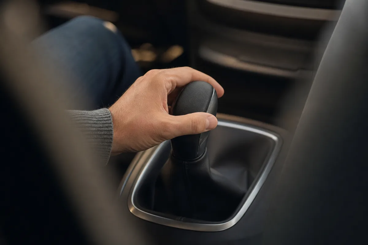 Levier de vitesses automatique dans un habitacle de voiture moderne